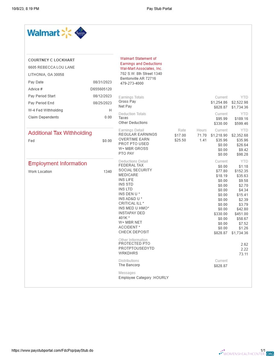 Download Walmart statement of earnings and deductions template in Word and PDF formats.pdf, 1 Photoshop template